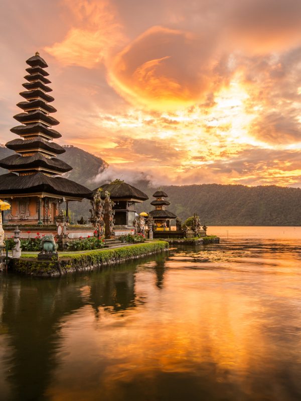 Pura Ulun Danu Bratan, Hindu temple on Bratan lake, Bali, Indonesia